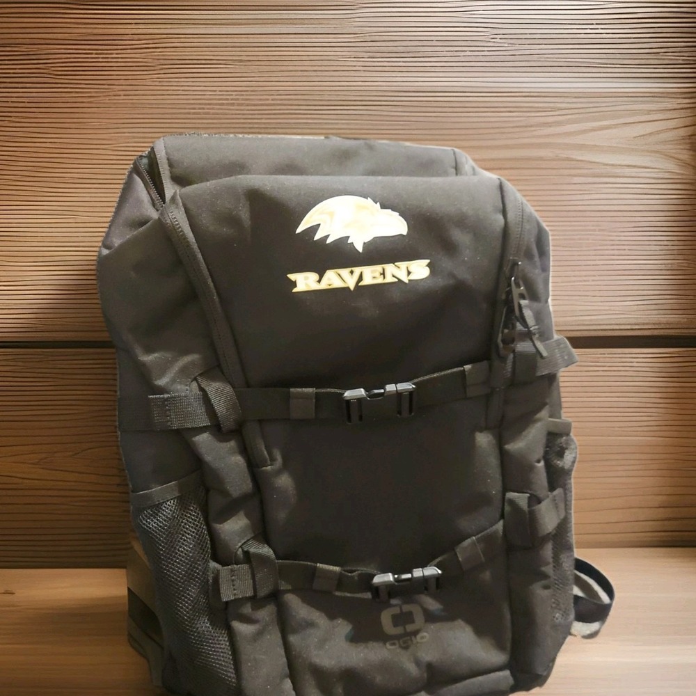 Ogio Baltimore Ravens Backpack NFL Football Black Hiking Pockets Gold Embelem